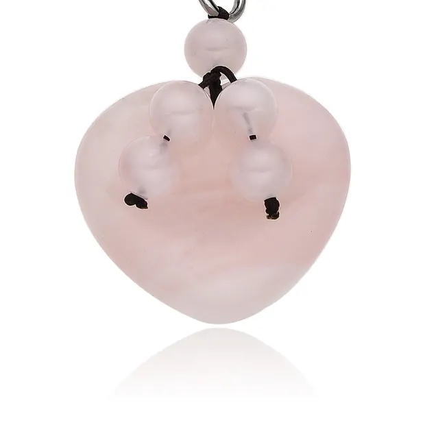 Porte-clés cœur Quartz rose avec boules | Marco Schreier