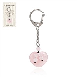 1013300663 Schlüsselanhänger Herz Rosenquarz mit Kugeln | Edelsteine, Heilsteine & Schmuck