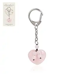1013300663 Schlüsselanhänger Herz Rosenquarz mit Kugeln | Edelsteine, Heilsteine & Schmuck