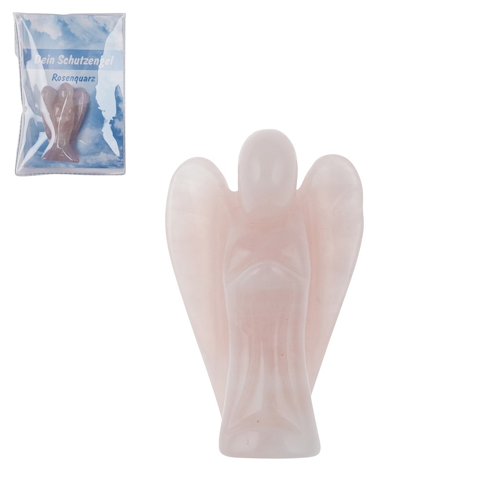 Ángel de la guarda Cuarzo rosa, 6,0 cm (mediano), en bolsa con inserto | Marco Schreier