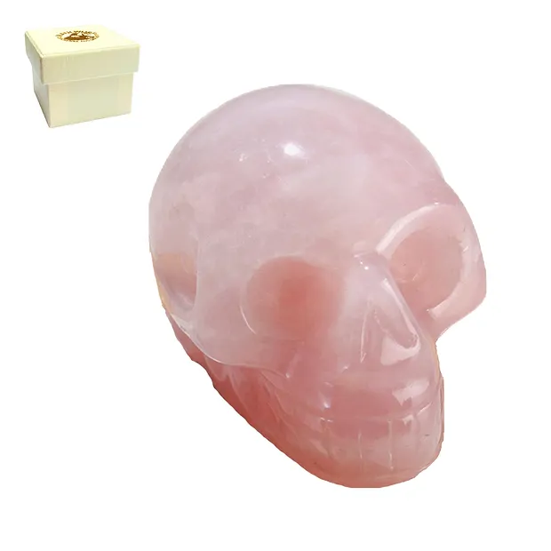 Rose Quartz Crystal Skull, 05cm, Gift Box | wholesaler gems & healing stones