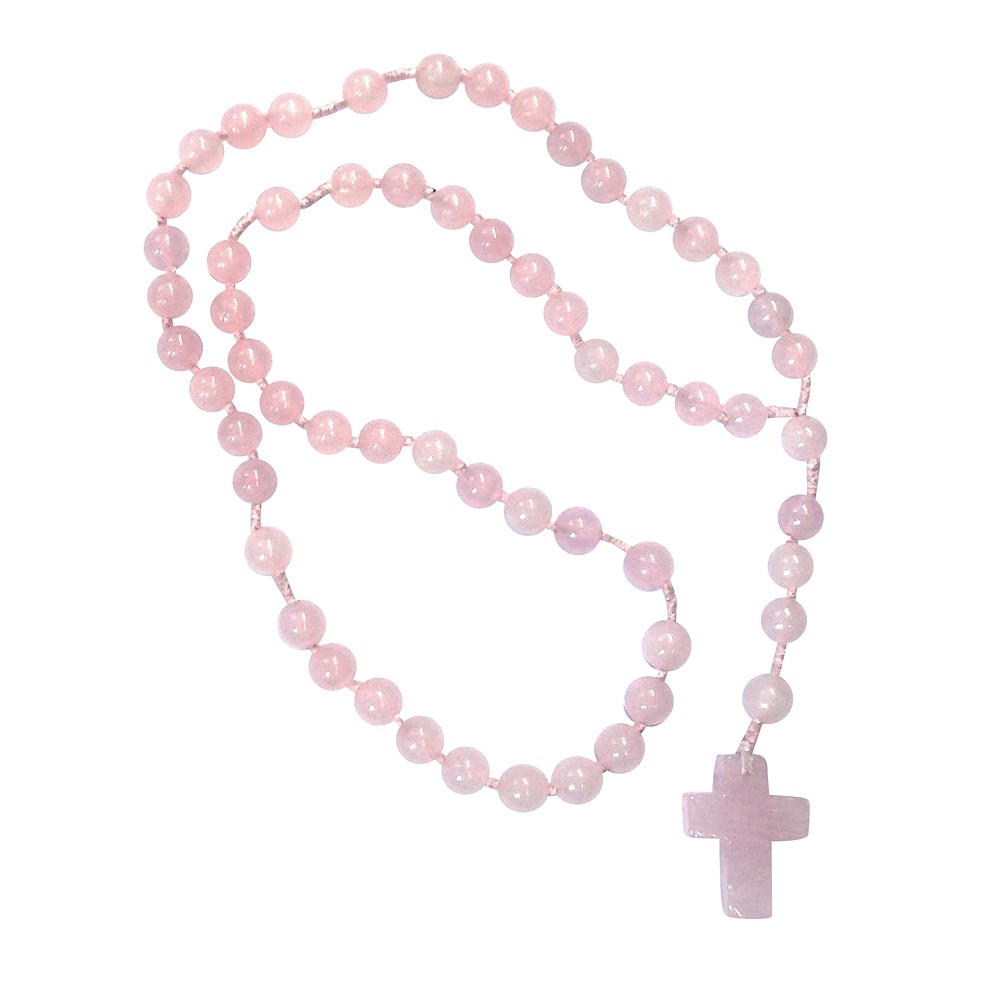 Rose Quartz rosary in pouch with insert | wholesaler gems & healing stones