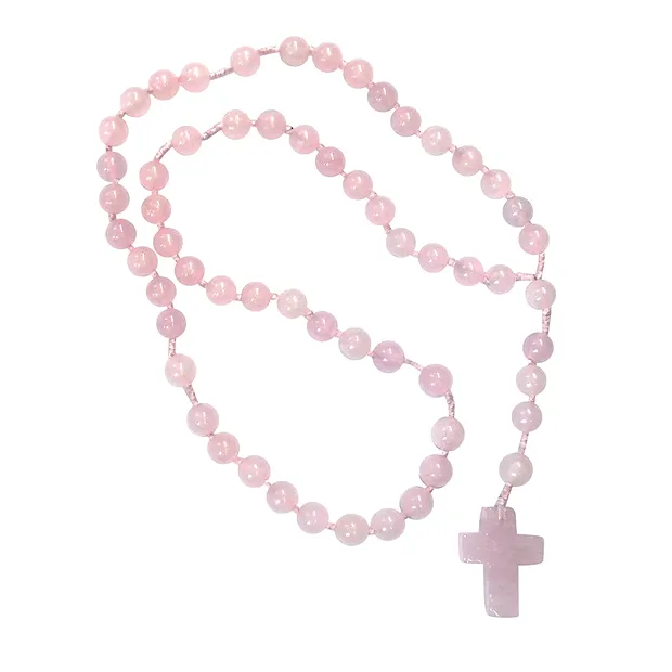 Rosario Quarzo rosa in astuccio con inserto | grossista gemme e pietre curative