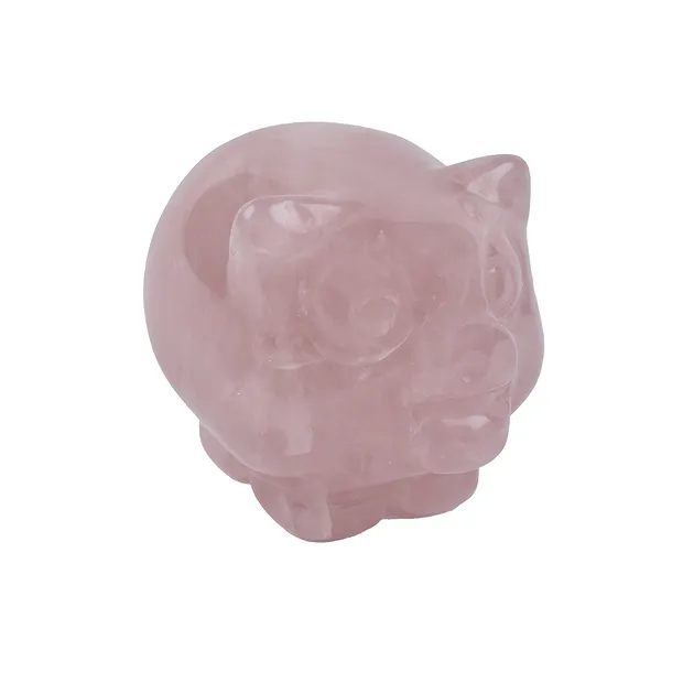 Gravur Schwein, Rosenquarz, 4,0cm | Großhändler Edelsteine, Heilsteine & Schmuck