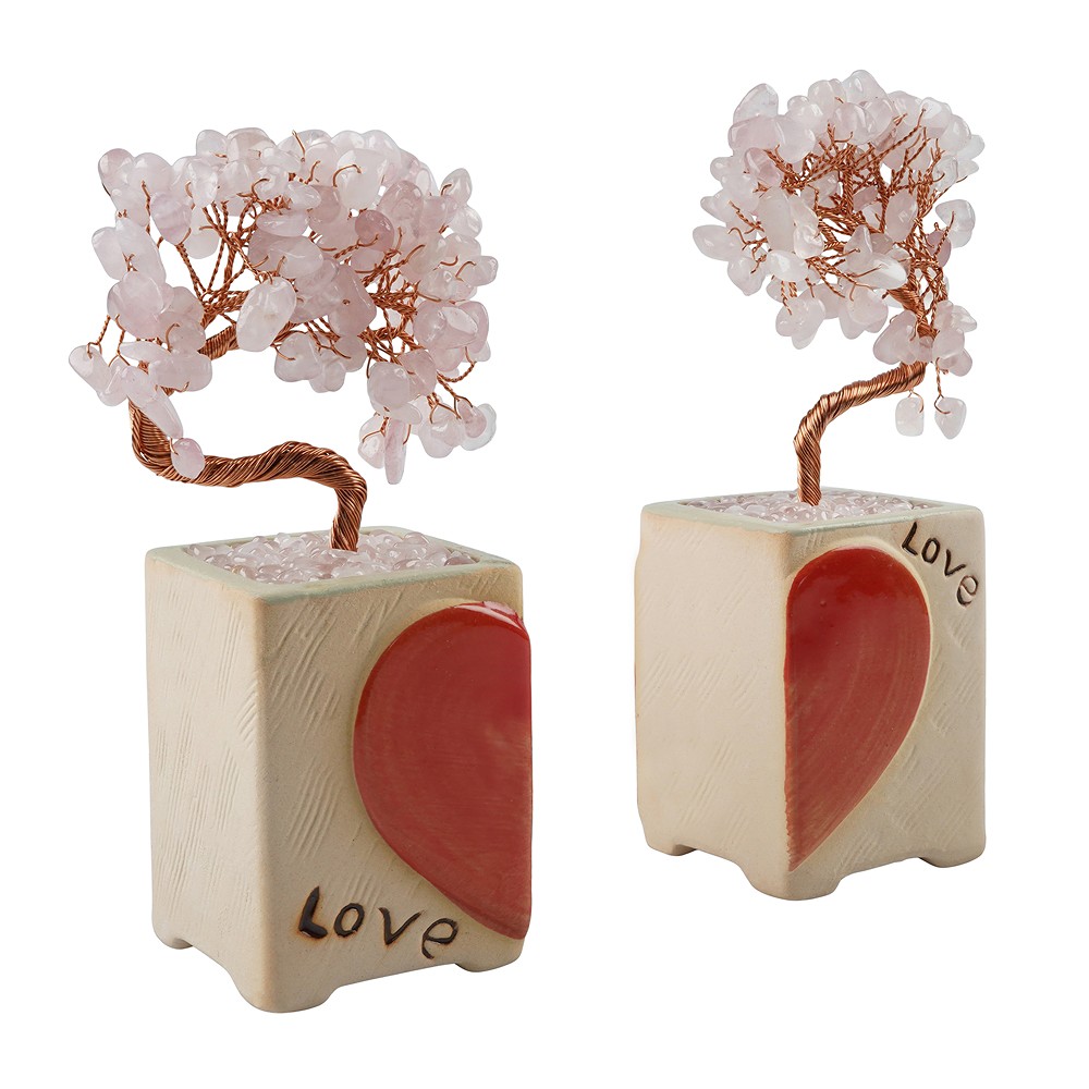 Pareja árbol del amor Cuarzo rosa, 14cm | Marco Schreier