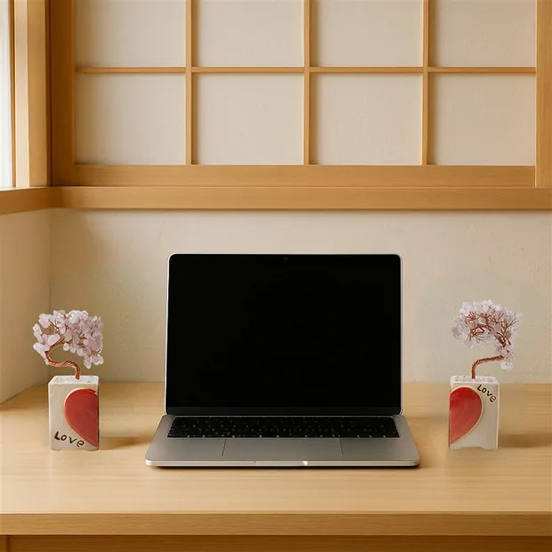 Paire d'arbres d'amour Quartz rose, 14cm | Marco Schreier