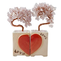 1013304313 Love tree pair Rose Quartz, 14cm | wholesaler gems, healing stones & jewelry