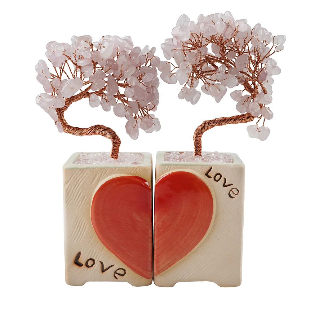 Pareja árbol del amor Cuarzo rosa, 14cm | Marco Schreier