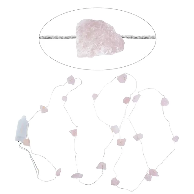 Kristall-Lichterkette Rosenquarz | Großhändler Edelsteine, Heilsteine & Schmuck