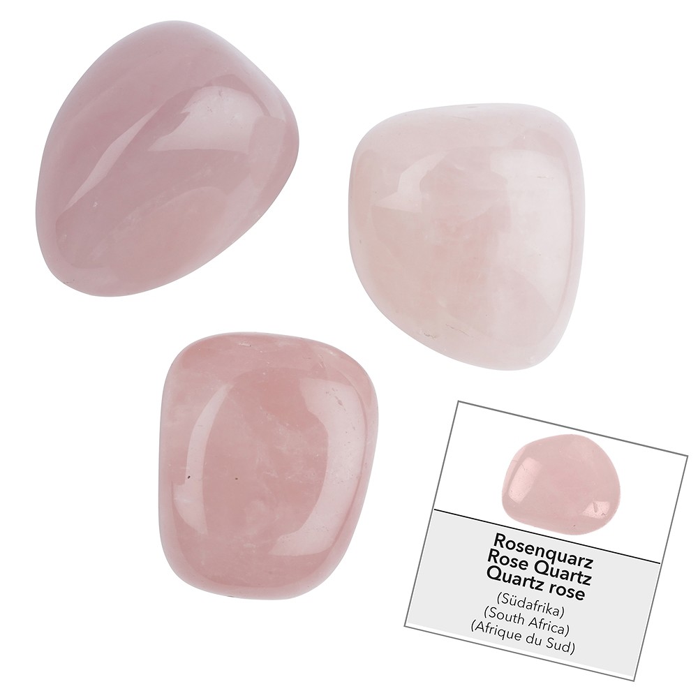 Refill pack of Tumbled Stones and stickers Rose Quartz (24 pcs./ PU) | Marco Schreier