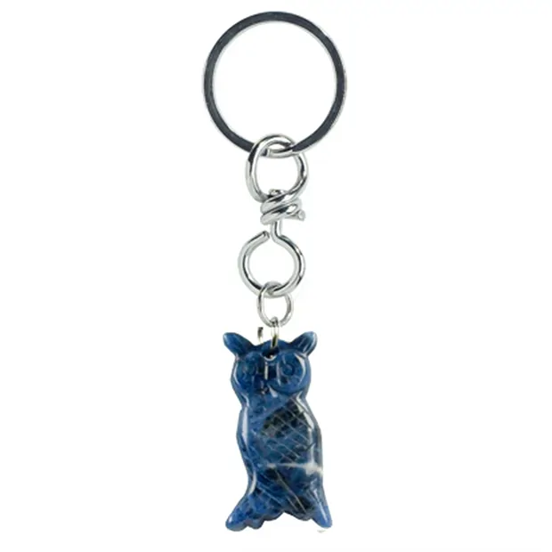 Schlüsselanhänger Eule Sodalith | Großhändler Edelsteine, Heilsteine & Schmuck