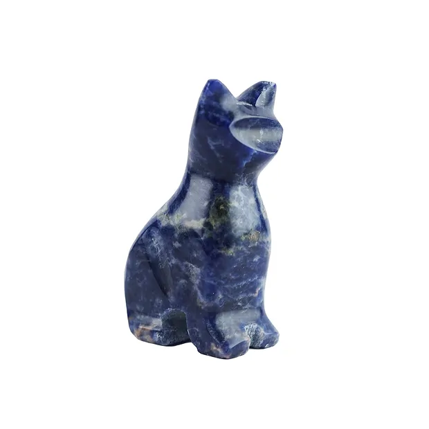 Gravur Katze, Sodalith, 5,0cm | Großhändler Edelsteine, Heilsteine & Schmuck