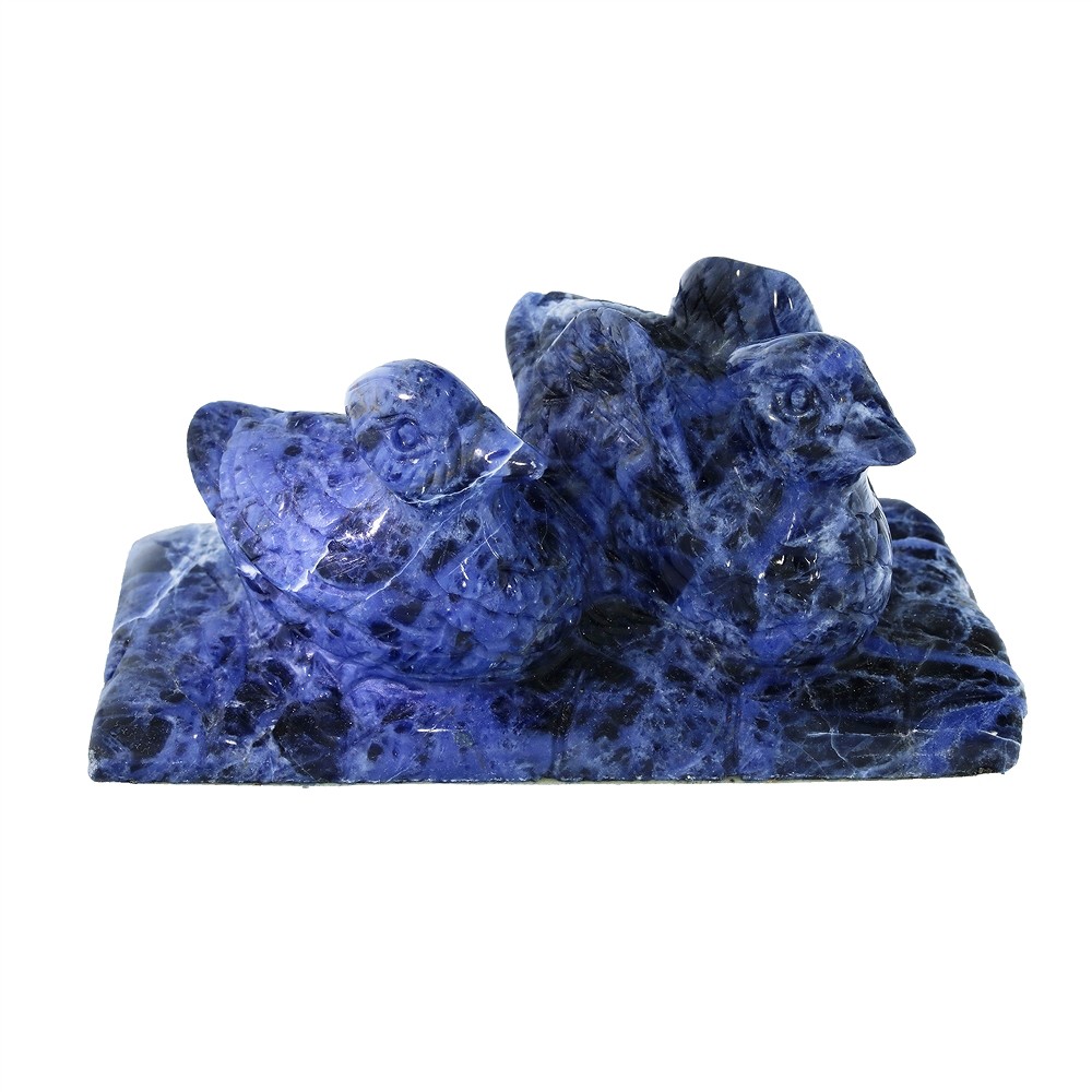 Uccello inciso (coppia di anatre), Sodalite, 9,0 cm | Marco Schreier