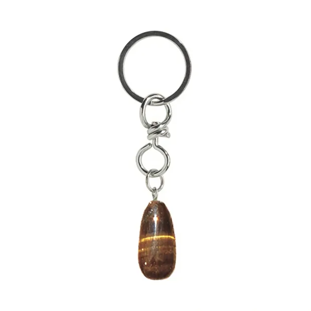 Key Chain Tiger's Eye Tumbled Stone | wholesaler gems, healing stones & jewelry
