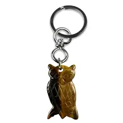 1015300623 Key Chain Owl Tiger's Eye | Schreier - wholesaler gems, healing stones & jewelry