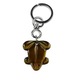 1015300624 Key Chain Frog Tiger's Eye | minerals wholesale - gems, healing stones & jewelry
