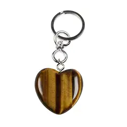 1015300625 Key Chain Heart Tiger's Eye | Schreier wholesale; gems, healing stones & jewelry
