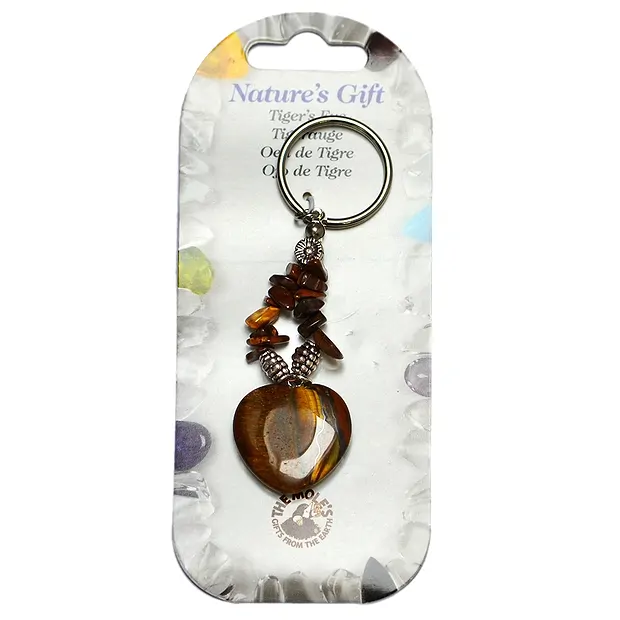 Key Chain, heart, Tiger's Eye, for floor stand | gems, healing stones & jewelry