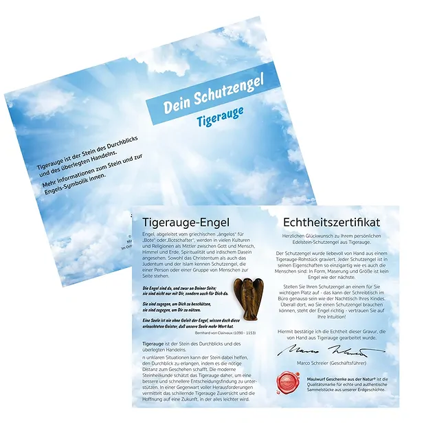Schutzengel Tigerauge, 2,3cm (mini-mini), in Pouch mit Beileger | Marco Schreier