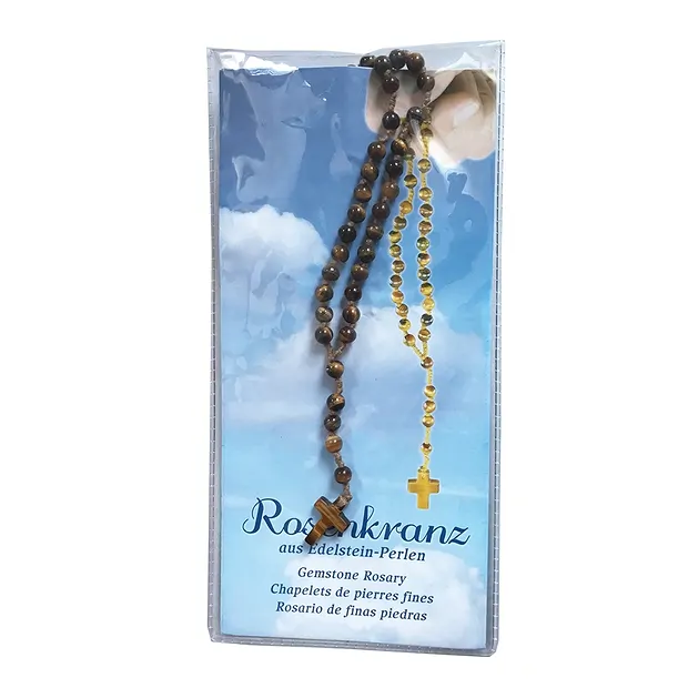 Rosenkranz Tigerauge in Pouch mit Beileger | GH Edelsteine, Heilsteine & Schmuck