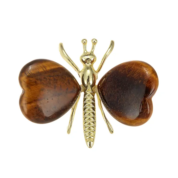 Papillon gravé, Oeil-de-tigre, 5,5 x 4,3cm | Marco Schreier