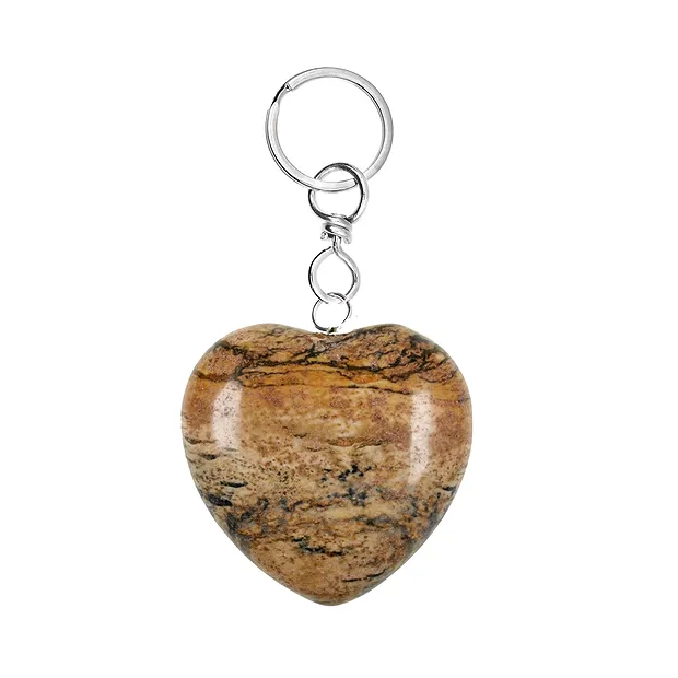 Key Chain Heart Jasper (Landscape) | wholesaler gems, healing stones & jewelry