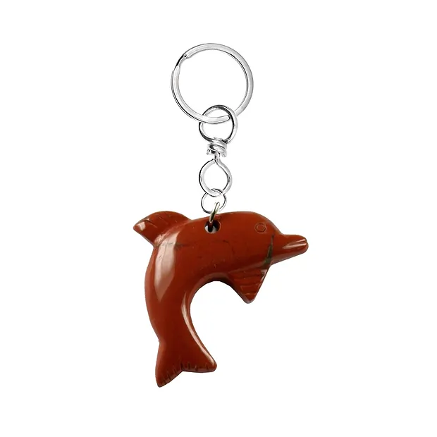 Key Chain Dolphin, Jasper (red) | wholesaler gems, healing stones & jewelry