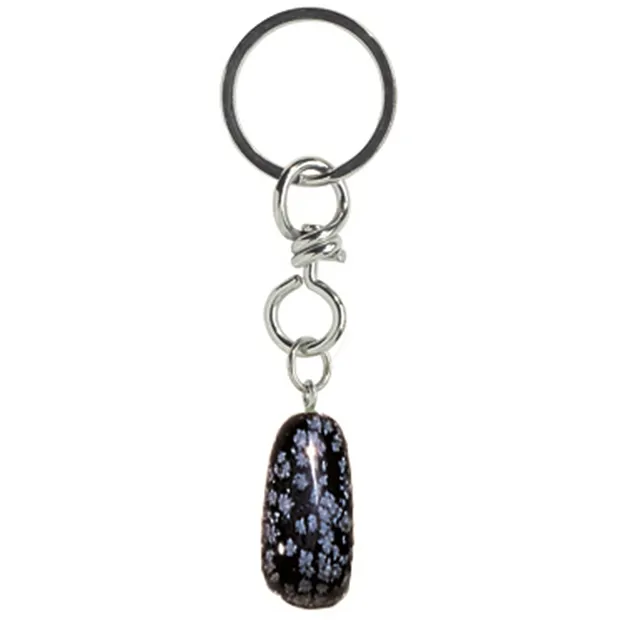 Schlüsselanhänger Trommelstein Obsidian (Schneeflocke) | Marco Schreier