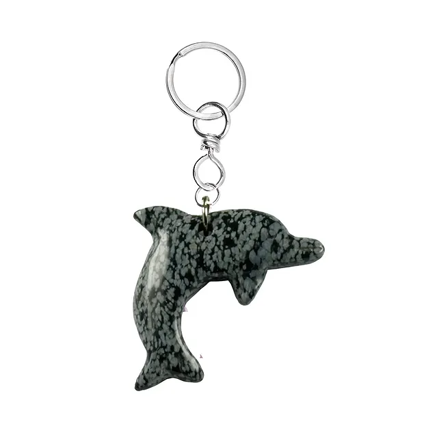 Schlüsselanhänger Delfin Obsidian (Schneeflockenobsidian) | Marco Schreier