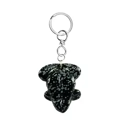 1017100624 Key Chain Frog Obsidian (Snowflake Obsidian) | wholesaler gems & healing stones