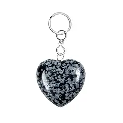 1017100625 Schlüsselanhänger Herz Obsidian (Schneeflockenobsidian) | Marco Schreier
