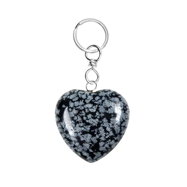 Key Chain Heart Obsidian (Snowflake Obsidian) | wholesaler gems & healing stones