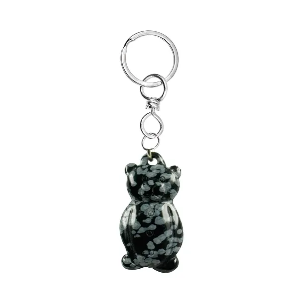 Schlüsselanhänger Teddy Obsidian (Schneeflockenobsidian) | Marco Schreier