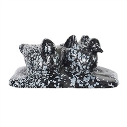 1017171501 Gravure oiseau (couple de canards), obsidienne flocon de neige, 8,0cm | Marco Schreier