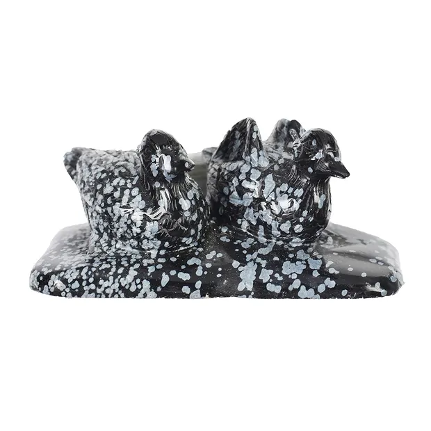 Engraved bird (duck pair), snowflake obsidian, 8.0 cm | Marco Schreier