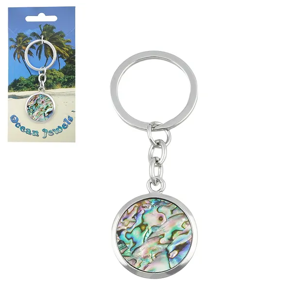 Llavero circular, Concha Paua | piedras preciosas, piedras curativas y joyería