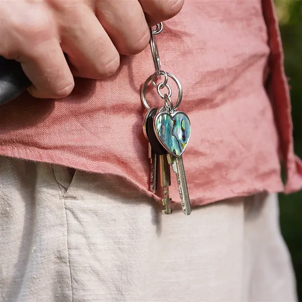 Key Chain Heart, Paua Shell | Schreier wholesale; gems, healing stones & jewelry