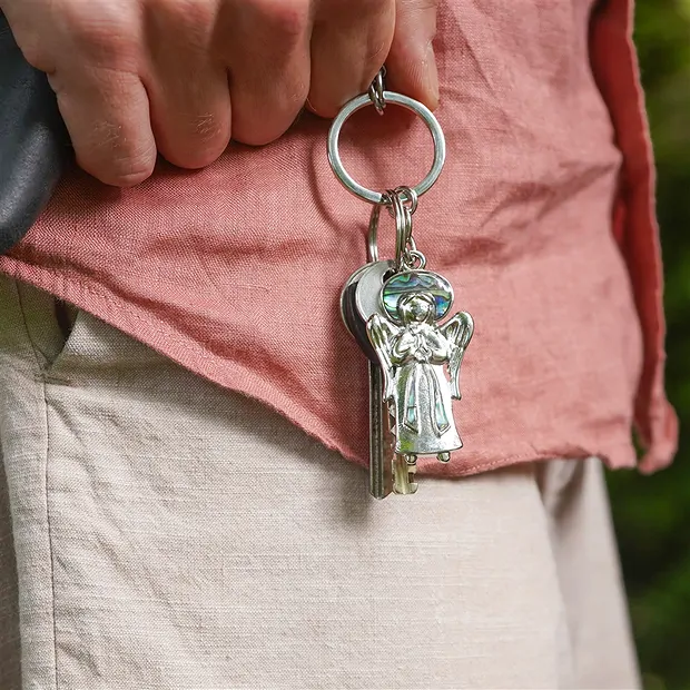 Guardian Angel Key Chain, Paua Shell | wholesaler gems, healing stones & jewelry