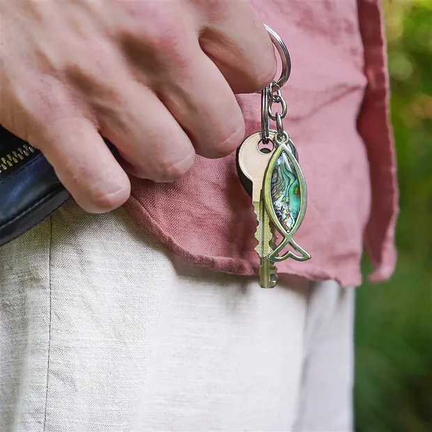 Llavero Piscis, Concha Paua | piedras preciosas, piedras curativas y joyería