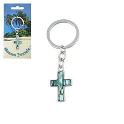 1017400609 Key Chain Cross, Paua Shell | Schreier wholesale; gems, healing stones & jewelry
