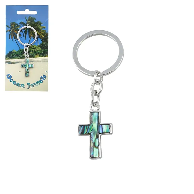 Porte-clés Croix, Abalone | Pierres précieuses, pierres thérapeutiques & bijoux