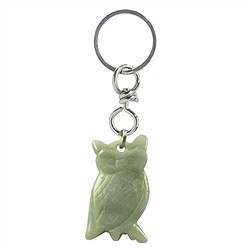 1018000623 Key Chain Owl Serpentine (China Jade) | wholesale gems, healing stones & jewelry