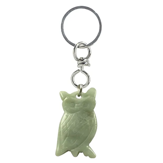 Schlüsselanhänger Eule Serpentin (China Jade) | Edelsteine, Heilsteine & Schmuck