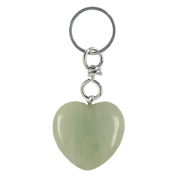 Key Chain Heart Serpentine (China Jade) | wholesaler gems & healing stones