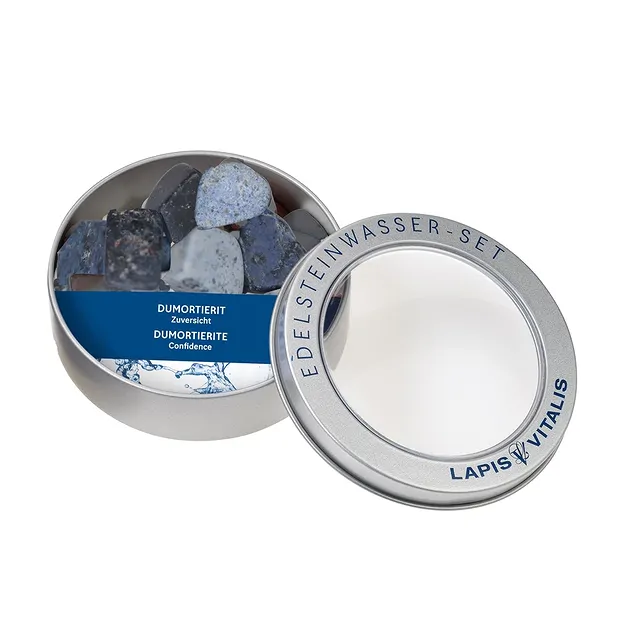 Water Stones Dumortierite in metal gift box | wholesaler gems & healing stones
