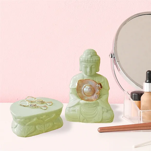 Gravur Buddha, Zitronen-Chrysopras, 13cm | GH Edelsteine, Heilsteine & Schmuck