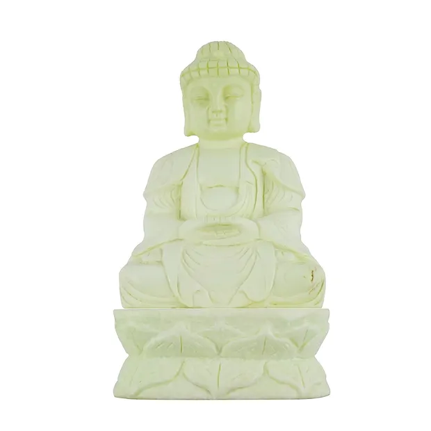 Engraving Buddha, lemon Chrysoprase, 13cm | wholesaler gems & healing stones