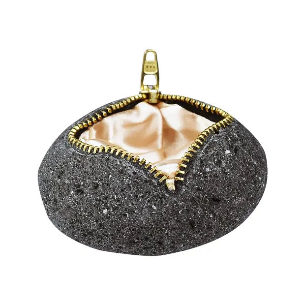 Lava decorative box with zipper, 9.0 cm | wholesaler gems & healing stones