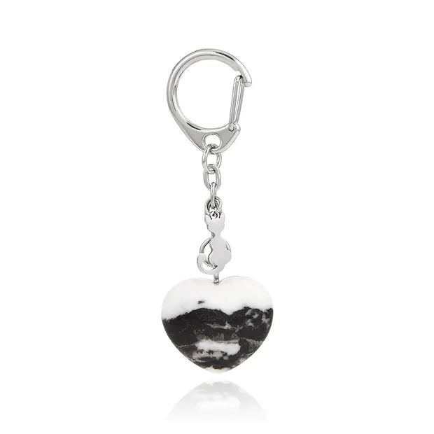 Schlüsselanhänger Herz Zebramarmor mit Katze | Edelsteine, Heilsteine & Schmuck