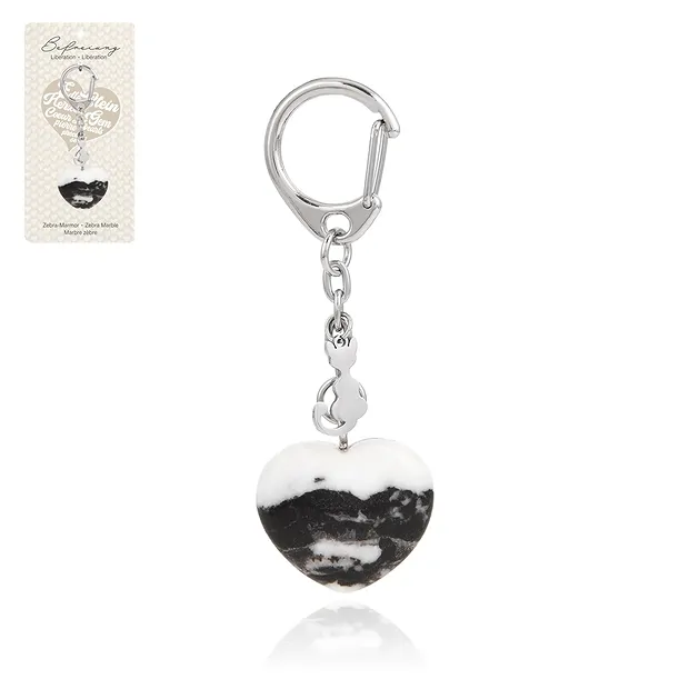 Porte-clés coeur Marbre zèbre avec chat | Marco Schreier